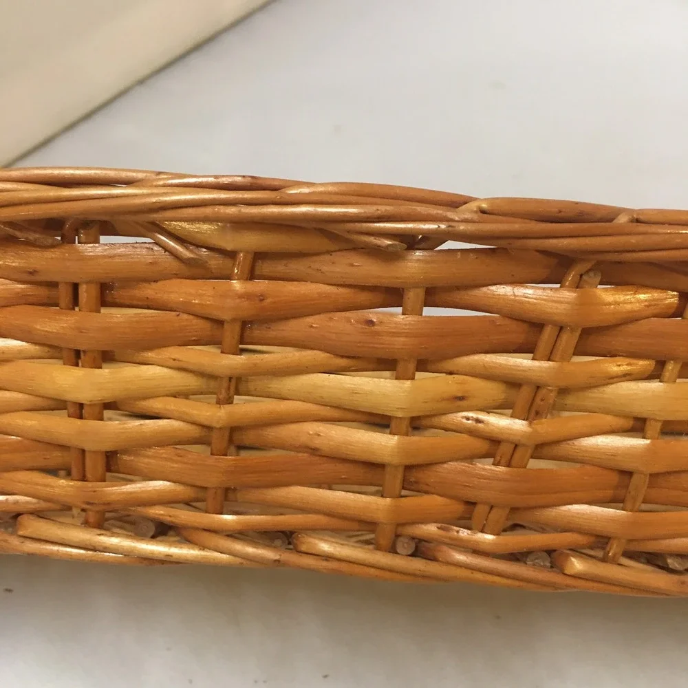 Woven Wicker Bread Basket Home Decor 15 Inch Brown Oval Storage Cottagecore Farm